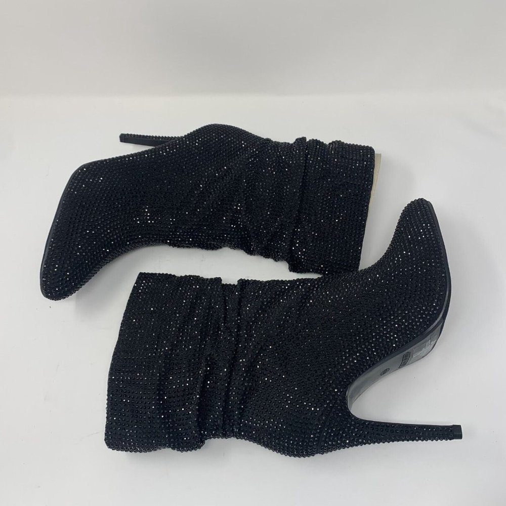 Nine West Dazzle 2 Ankle Boots Womens 10.5M Black Almond Toe Stiletto Heel S0537